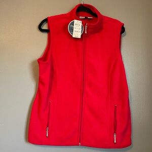 NWT Karen Scott Sport Fleece Pet Large Red Women’s Quilted Zip Vest Top Ret $39!